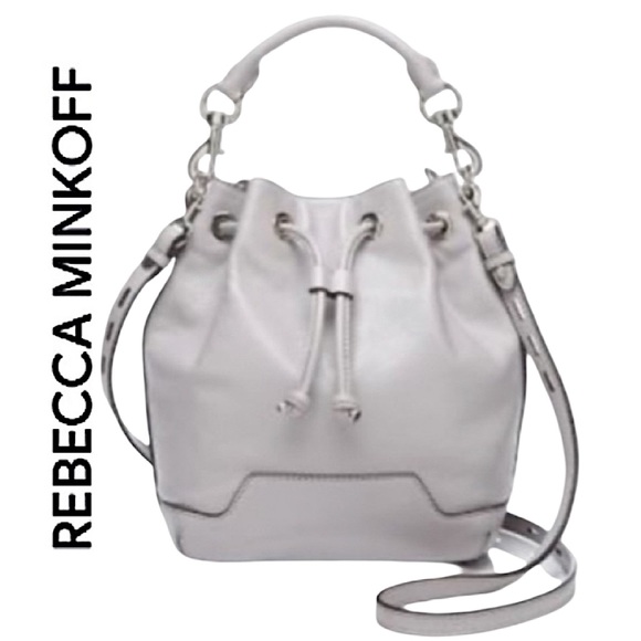 Rebecca Minkoff Handbags - Rebecca Minkoff.NWT.Gorgeous Leather Crossbody/Bucket Bag. Stone Grey. 15”X 10”.